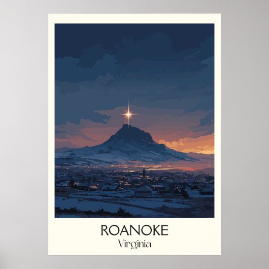 Roanoke Virginia Star Bergzicht Poster (Voorkant)