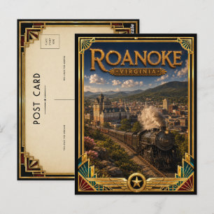 Roanoke Virginia Vintage Art Deco Gouden Tijdperk Briefkaart