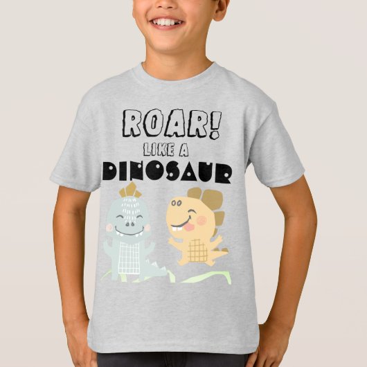 Roar als een dinosaurus | Zwarte tekst van Funny B T-shirt (Voorkant)