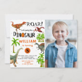 Roar Boys Dinosaur Birthday Oerwoud Foto Kaart (Voorkant)