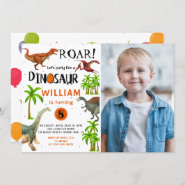Roar Boys Dinosaur Birthday Oerwoud Foto Kaart