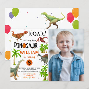 Roar Boys Dinosaur Birthday Oerwoud Foto Kaart