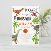 Roar Boys Dinosaur Birthday Oerwoud Party Kaart (Staand voorkant)