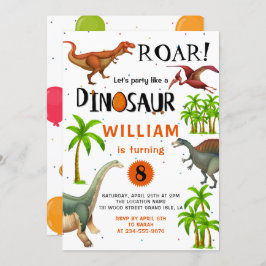 Roar Boys Dinosaur Birthday Oerwoud Party Kaart
