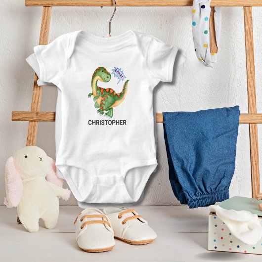 ROAR Cute Green Dinosaur Boys Romper