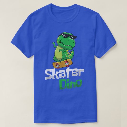 Roar Dino Skateboarder Longboard Halfpijp D T-shirt (Design voorkant)