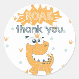 ROAR Dinosaur Birthday Bedankt Ronde Sticker