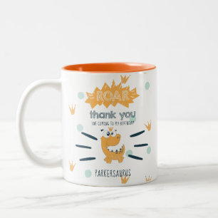 ROAR Dinosaur Birthday Favor Personalized Tweekleurige Koffiemok