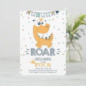 ROAR Dinosaur Birthday Kaart (Staand voorkant)
