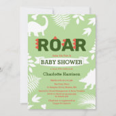 Roar Dinosaur en Oerwoud Foliage Baby shower Kaart (Voorkant)