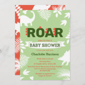 Roar Dinosaur en Oerwoud Foliage Baby shower Kaart (Voorkant / Achterkant)