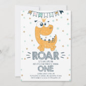 ROAR Dinosaur First Birthday Kaart (Voorkant)