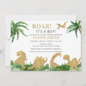 Roar Dinosaur Gender Neutral Baby shower Kaart (Voorkant)