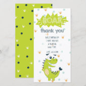 Roar Dinosaur Groene Verjaardag Dank u Kaart (Voorkant / Achterkant)