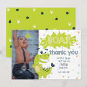 Roar Dinosaur Groene Verjaardagsfoto Dankjewel Kaa Bedankkaart (Voorkant / Achterkant)