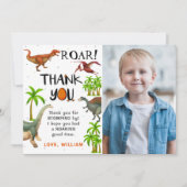 Roar Dinosaur Oerwoud Birthday Foto Dank u wel Bedankkaart (Voorkant)