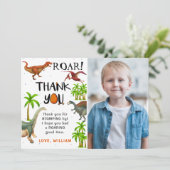 Roar Dinosaur Oerwoud Birthday Foto Dank u wel Bedankkaart (Staand voorkant)