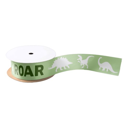 Roar Dinosaur Silhouettes Satijnen Lint (Spoel)