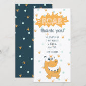 Roar Dinosaur Verjaardag Dankjewel Card Bedankkaart (Voorkant / Achterkant)
