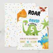 Roar Dinosaur Verjaardag Uitnodigingen Jongen (Voorkant / Achterkant)