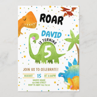 Roar Dinosaur Verjaardag Uitnodigingen Jongen
