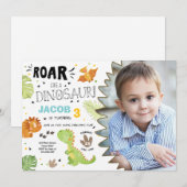 Roar Dinosaur verjaardagsuitnodiging Dino Party Bo Kaart (Voorkant / Achterkant)