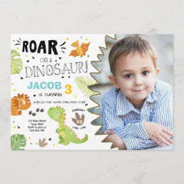 Roar Dinosaur verjaardagsuitnodiging Dino Party Bo Kaart