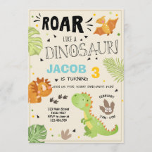 Roar Dinosaur verjaardagsuitnodiging Dino Party Bo