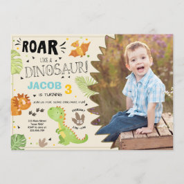 Roar Dinosaur verjaardagsuitnodiging Dino Party Bo Kaart