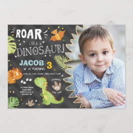 Roar Dinosaur verjaardagsuitnodiging Dino Party Bo Kaart