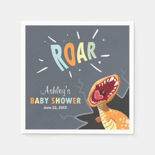 Roar Dinosaurus Baby shower Dino Papier Servetten  (Voorkant)