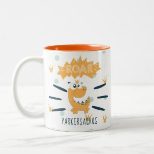 ROAR dinosaurus gepersonaliseerd Tweekleurige Koffiemok