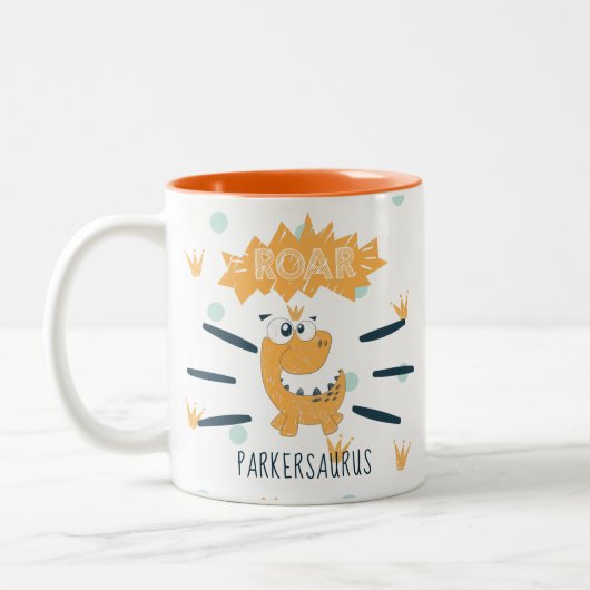 ROAR dinosaurus gepersonaliseerd Tweekleurige Koffiemok (Links)