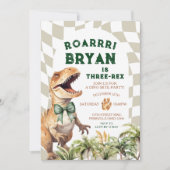 Roar Dinosaurus Met Boog Waterverf Verjaardag Kaart (Voorkant)