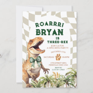 Roar Dinosaurus Met Boog  Waterverf Verjaardag Kaart