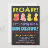 Roar Dinosaurus Verjaardag Uitnodiging (Voorkant)