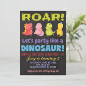 Roar Dinosaurus Verjaardag Uitnodiging (Staand voorkant)