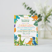 Roar Dinosaurus Verjaardagsfeestje Uitnodiging (Staand voorkant)