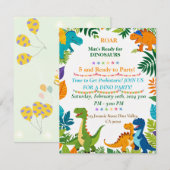 Roar Dinosaurus Verjaardagsfeestje Uitnodiging (Voorkant / Achterkant)