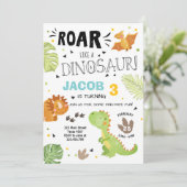 Roar Dinosaurus verjaardagsuitnodiging Dino Party Kaart (Staand voorkant)
