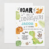 Roar Dinosaurus verjaardagsuitnodiging Dino Party Kaart (Voorkant / Achterkant)