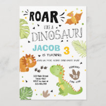 Roar Dinosaurus verjaardagsuitnodiging Dino Party