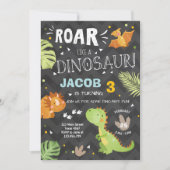 Roar Dinosaurus verjaardagsuitnodiging Dino Party  Kaart (Voorkant)