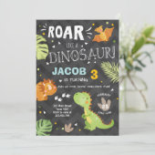 Roar Dinosaurus verjaardagsuitnodiging Dino Party  Kaart (Staand voorkant)