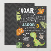 Roar Dinosaurus verjaardagsuitnodiging Dino Party  Kaart (Voorkant / Achterkant)