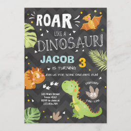 Roar Dinosaurus verjaardagsuitnodiging Dino Party Kaart