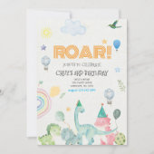 Roar dinosaurus verjaardagsuitnodiging kaart (Voorkant)