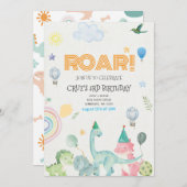 Roar dinosaurus verjaardagsuitnodiging kaart (Voorkant / Achterkant)