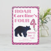 Roar Four Bear 4th Birthday Invitation Kaart (Staand voorkant)