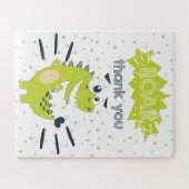 ROAR green Dinosaur Birthday Dank je wel Legpuzzel (Horizontaal)